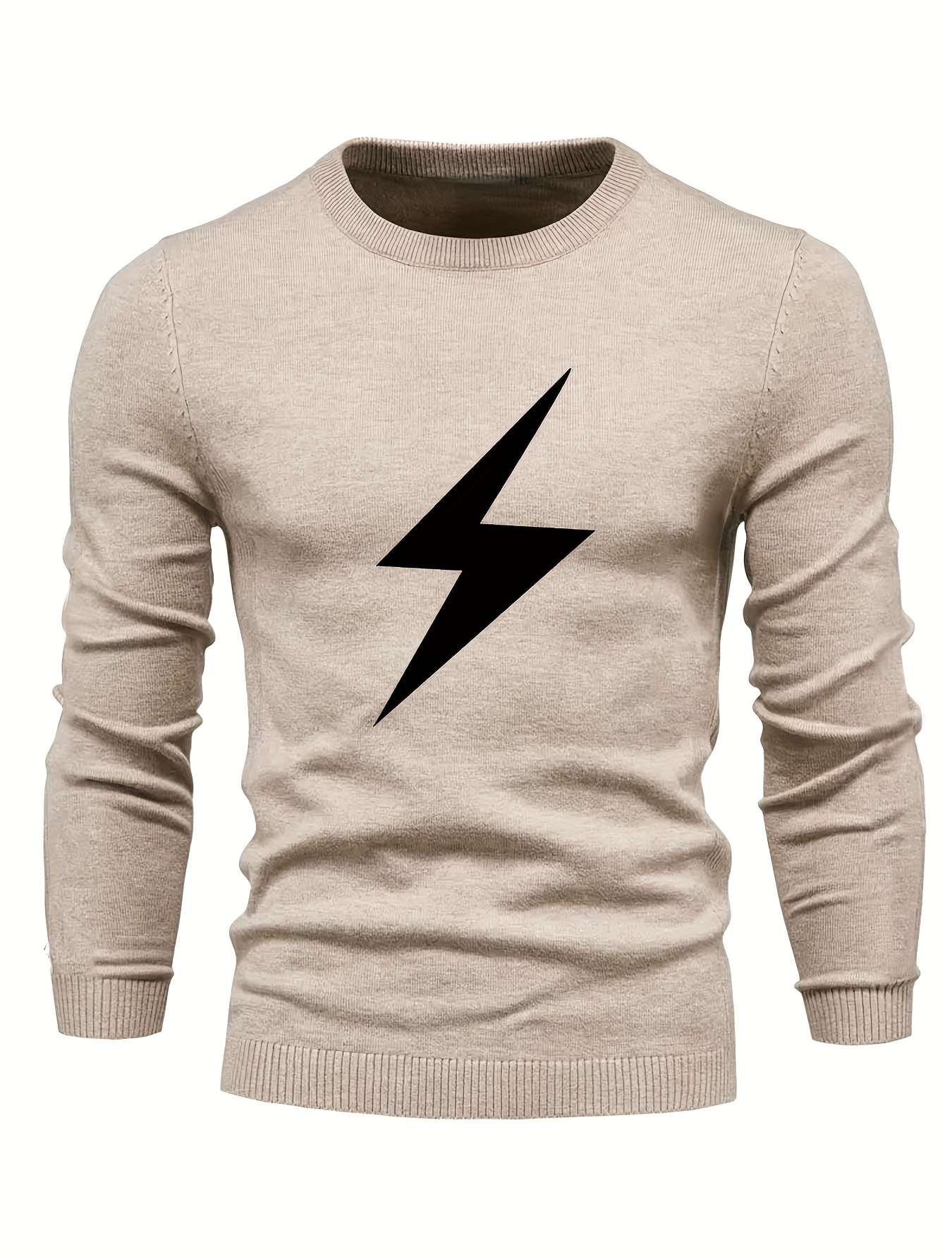 s Slim Neck Sweater with Lightning Bolt Logo Knit Pullover Casual Fashion Non Transparent 50 Viscose 25 Polyester 25