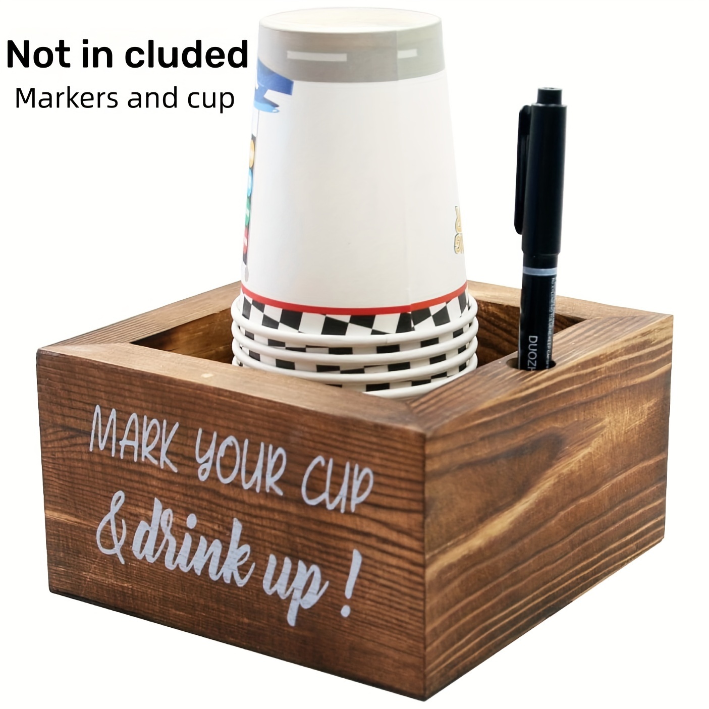 1pc Wooden Solo Cup Holder - Party Cup Holder With Marker Slot, Solo Cup  Holder For Party And Wedding, Rustic Disposable Cup Holder For Bar, Kitchen