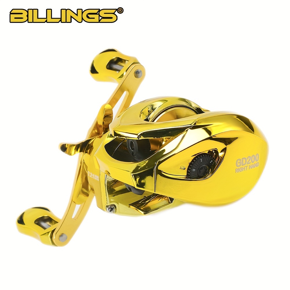 BILLINGS AT Series 7.2:1 Gear Ratio Baitcasting Reel, Stainless Steel 5+1  BB Fishing Reel With 18lb/8.16kg Max Drag, Fishing Tackle For Freshwater Sal