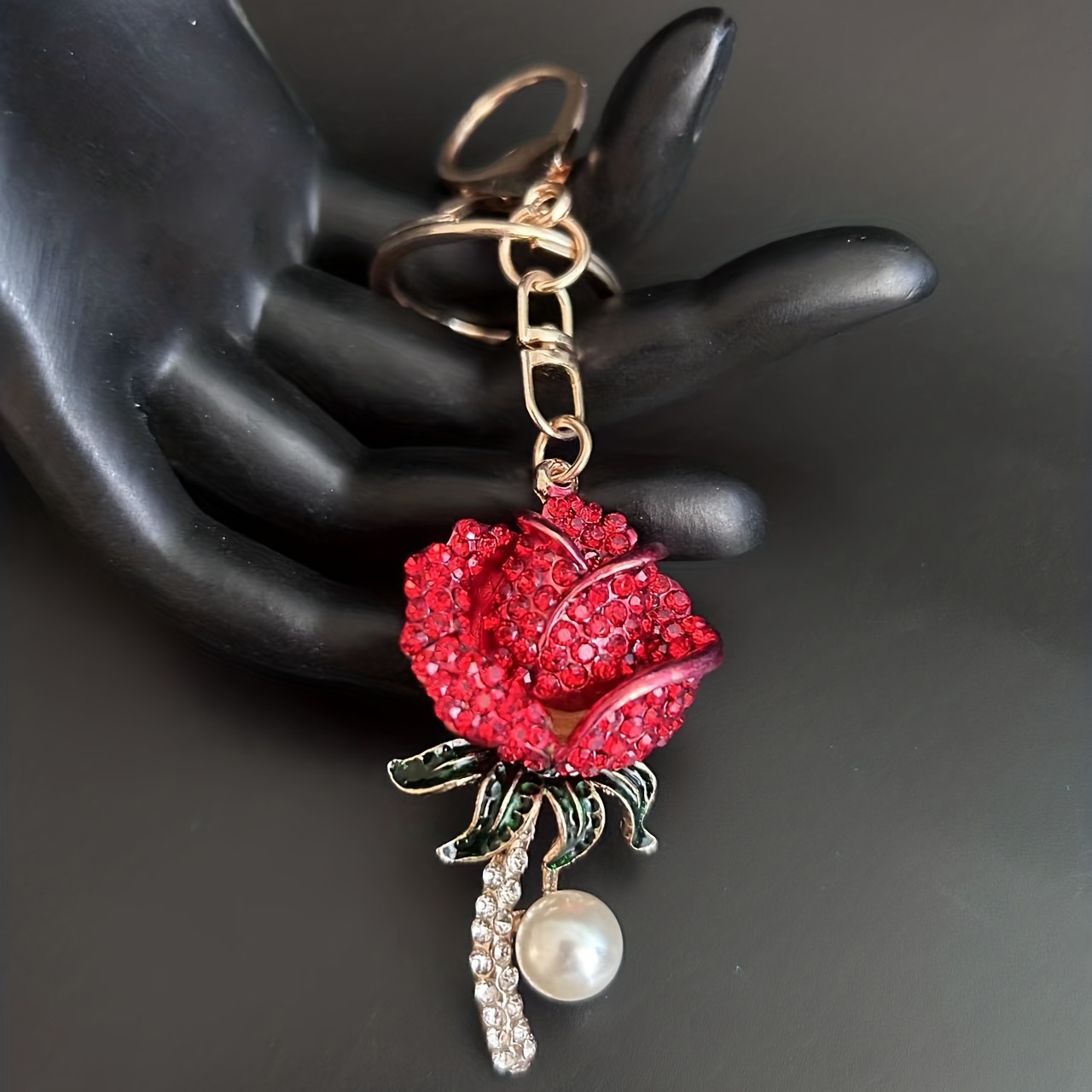 Red hot sale rose keychain