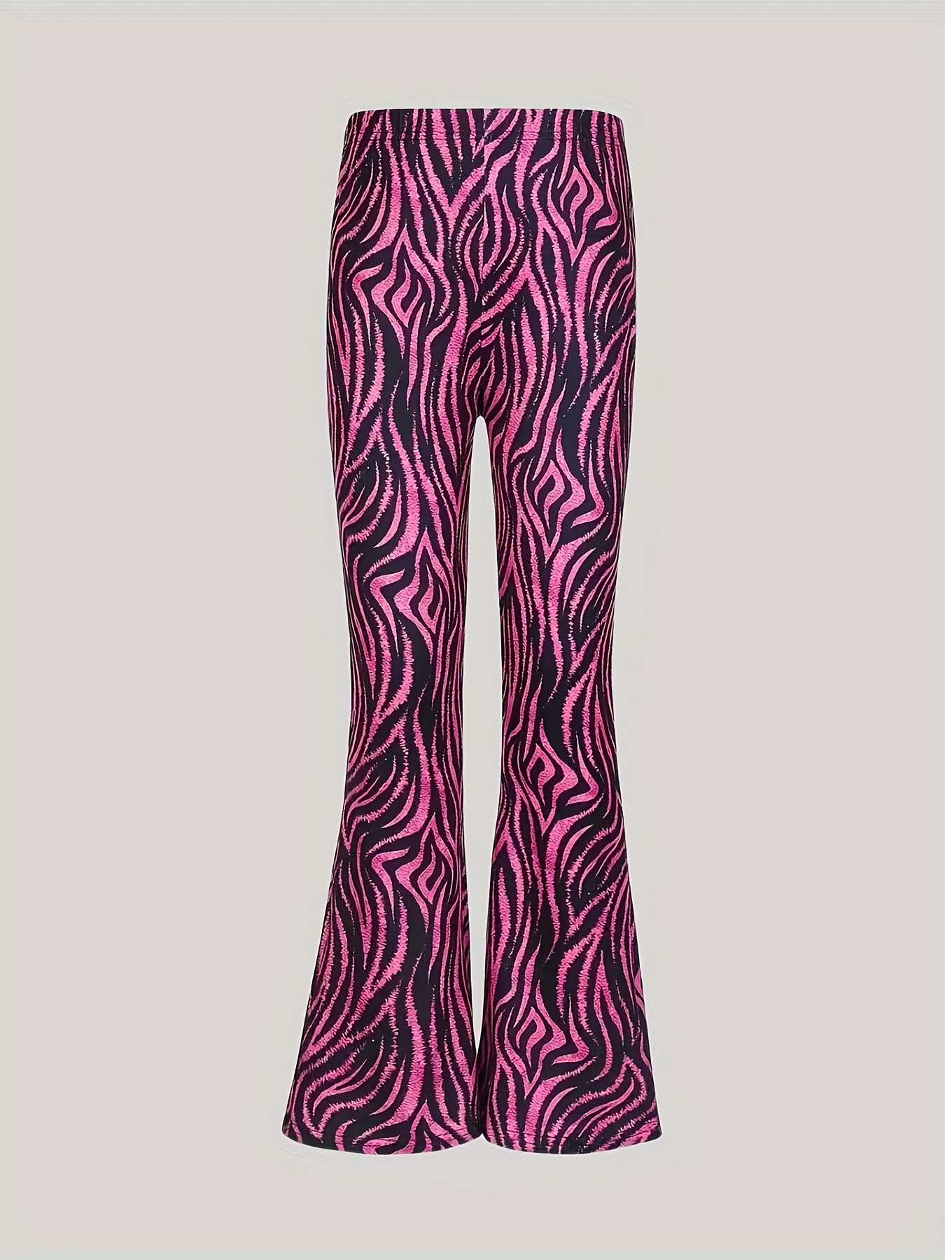 Girls Pull Zebra Stripes Print Stretch Comfy Bootcut Casual - Temu
