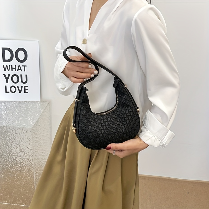 Geometric Embossed Hobo Bag Shoulder Purses For Women