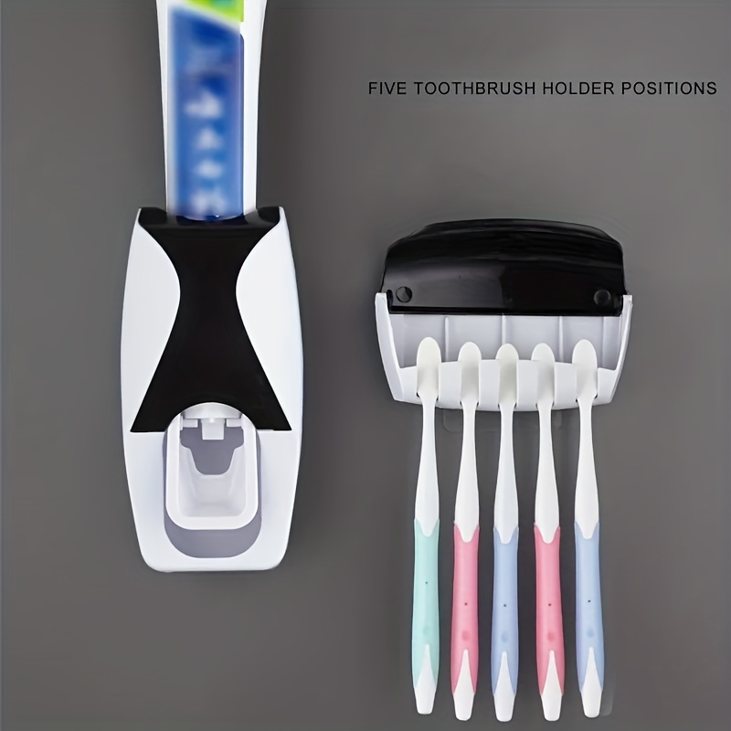 

Wall-mounted Toothbrush & Toothpaste Holder Set - Dustproof, Space-saving Bathroom Organizer With Automatic Dispenser Toothbrush Holder Toothbrush And Toothpaste Holder