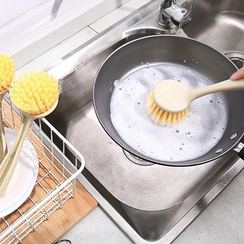 4 Pcs Dish Brush Set Dish Washing Brush with Suction Cup,Soft Grip Handle  and Non-Scratch Bristles, Scrubbing Brush for Pans, Pots, Kitchen Sink