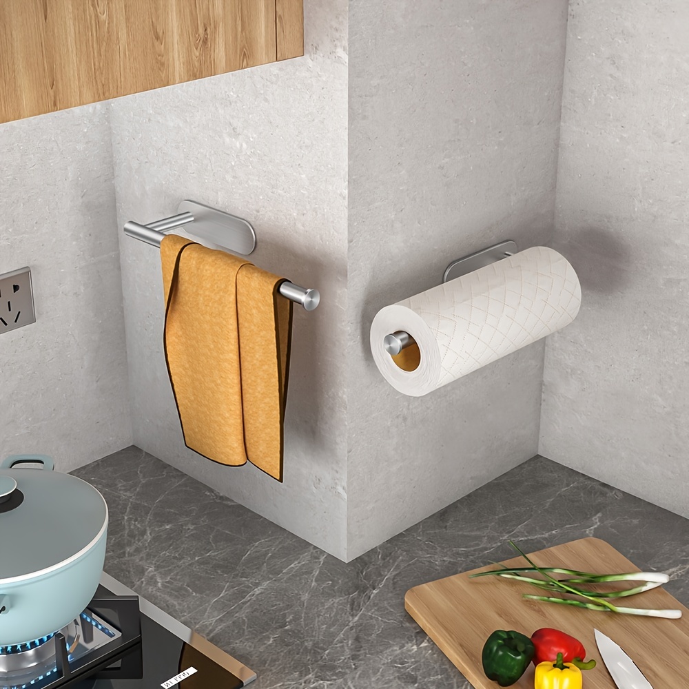 TAILI Adhesive Paper Towel Holder Under Cabinet, Stainless Steel Paper  Towel Rack, Self-Adhsesive Paper Roll Holder, Wall Mount Paper Bulk for