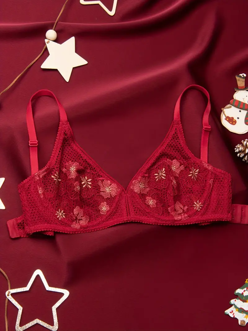 Valentine's Day Embroidered Balconette Bra, Sexy Lace See Through Demi  Unlined Bras, Women's Lingerie & Underwear