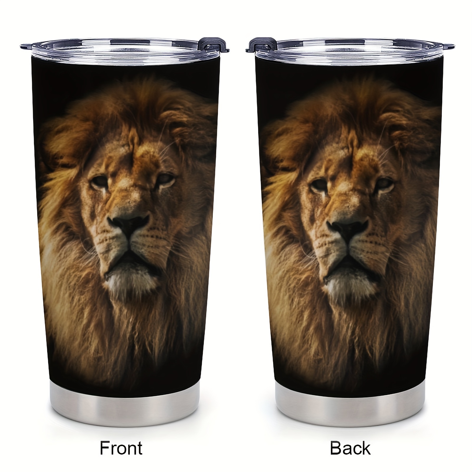 

1pc 20oz Lion Coffee Cup For Man, Valentines Day Gifts, Insulated Travel Coffee Mug With Lid, Gifts For Relatives And Friends