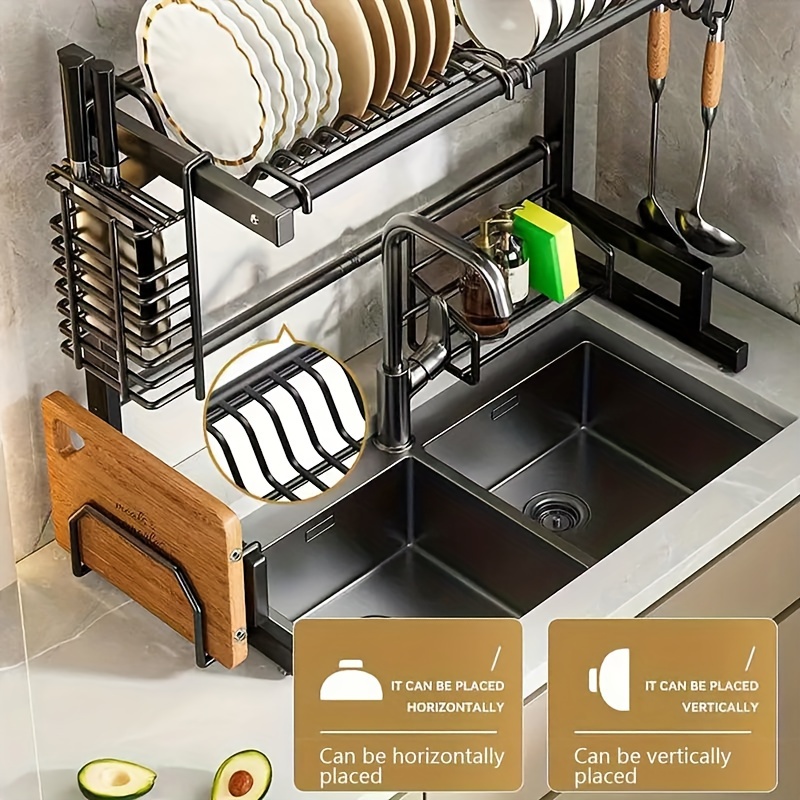 Dish Racks, Over The Sink Dish Drying Rack With Utensil Holders, Kitchen  Shelf Storage Rack, Used To Store Dinner Plates, Cutting Board, Cleaning  Supplies, Kitchen Storage Supplies - Temu