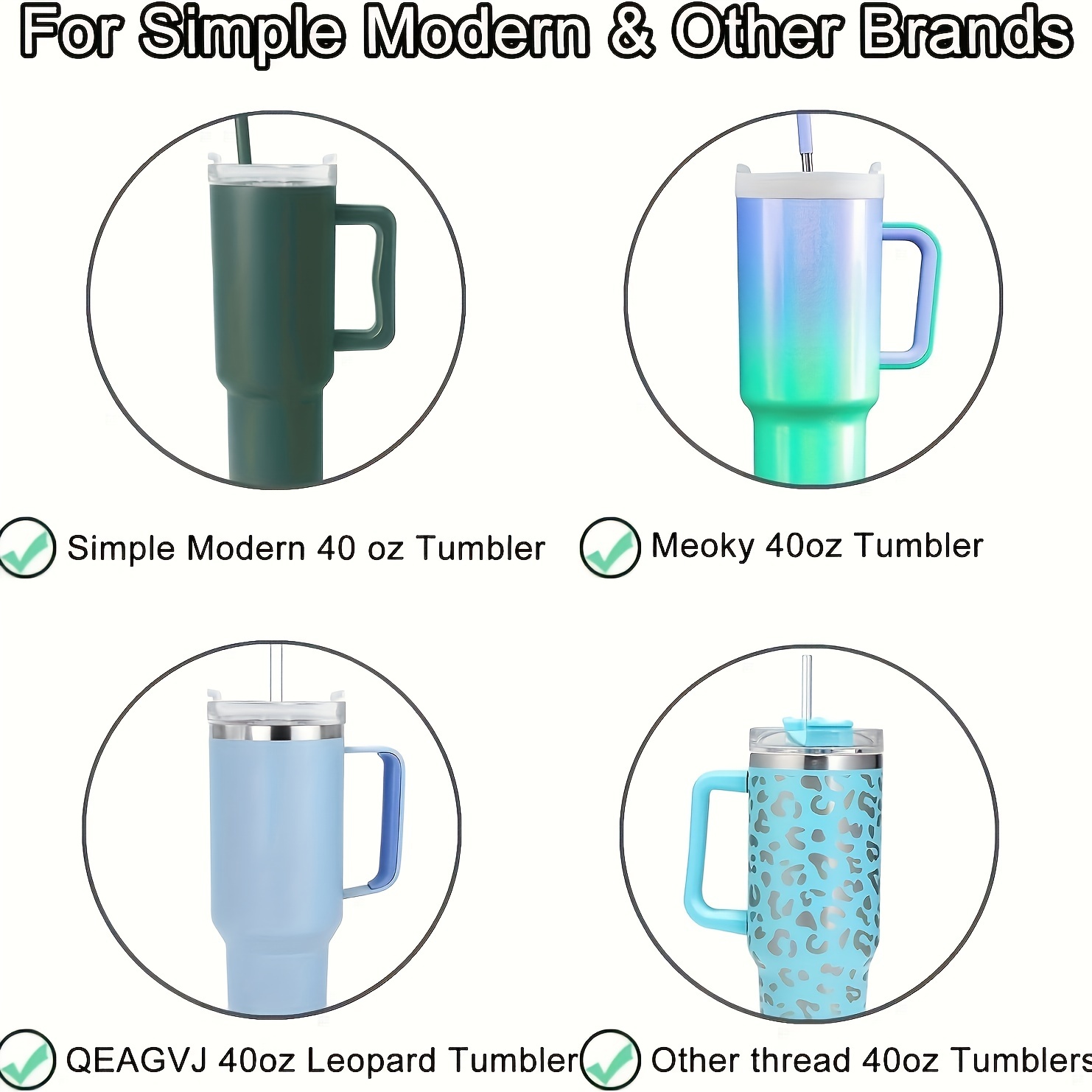 Meoky 40Oz Tumbler With Handle, Leak-Proof Lid And Straw