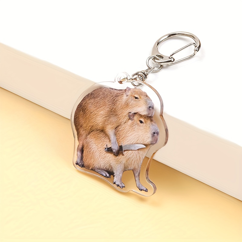 Creative Capybara Acrylic Keychain Cute Cartoon Animal - Temu