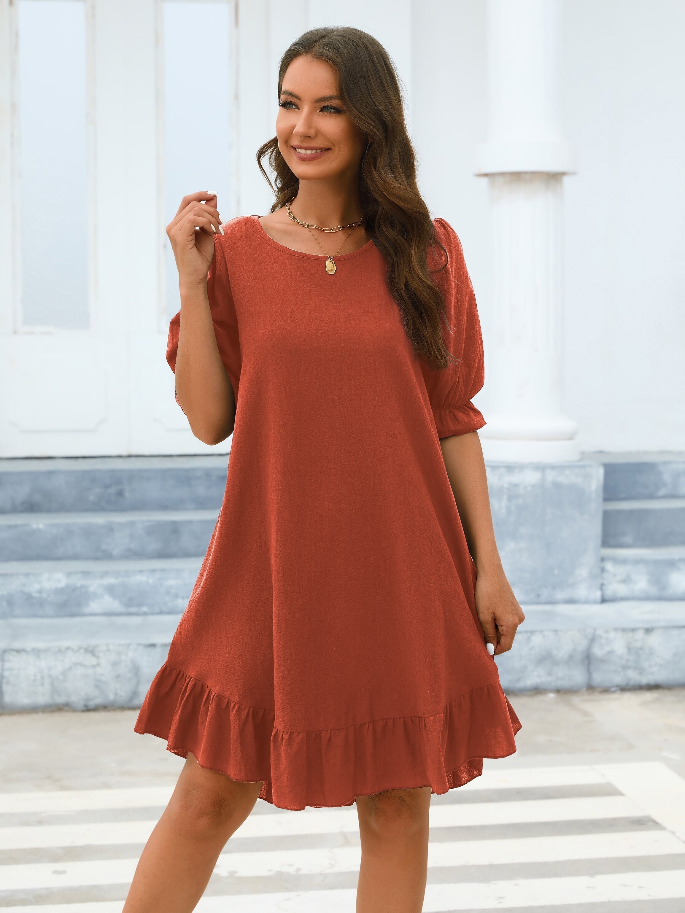 Simple casual cheap dress for ladies