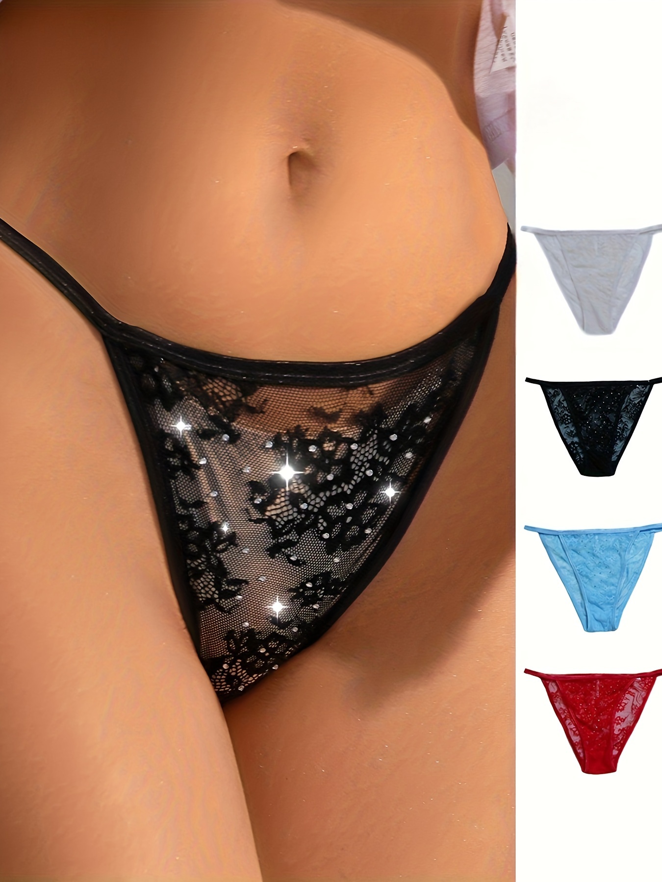 Sexy Exotic Woman Lace Briefs Lingeries Intimates Pearl Massage
