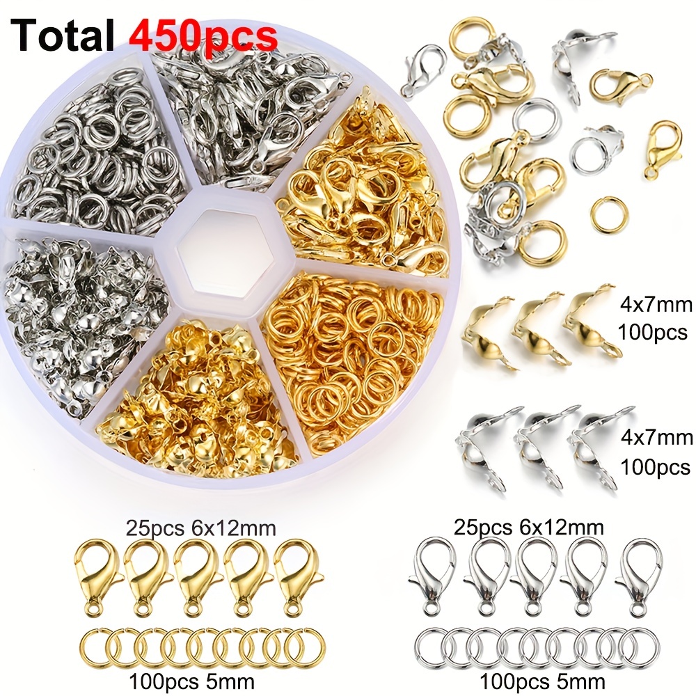 450pcs/box Jewelry Making Kits Lobster Clasp Open Jump Rings End