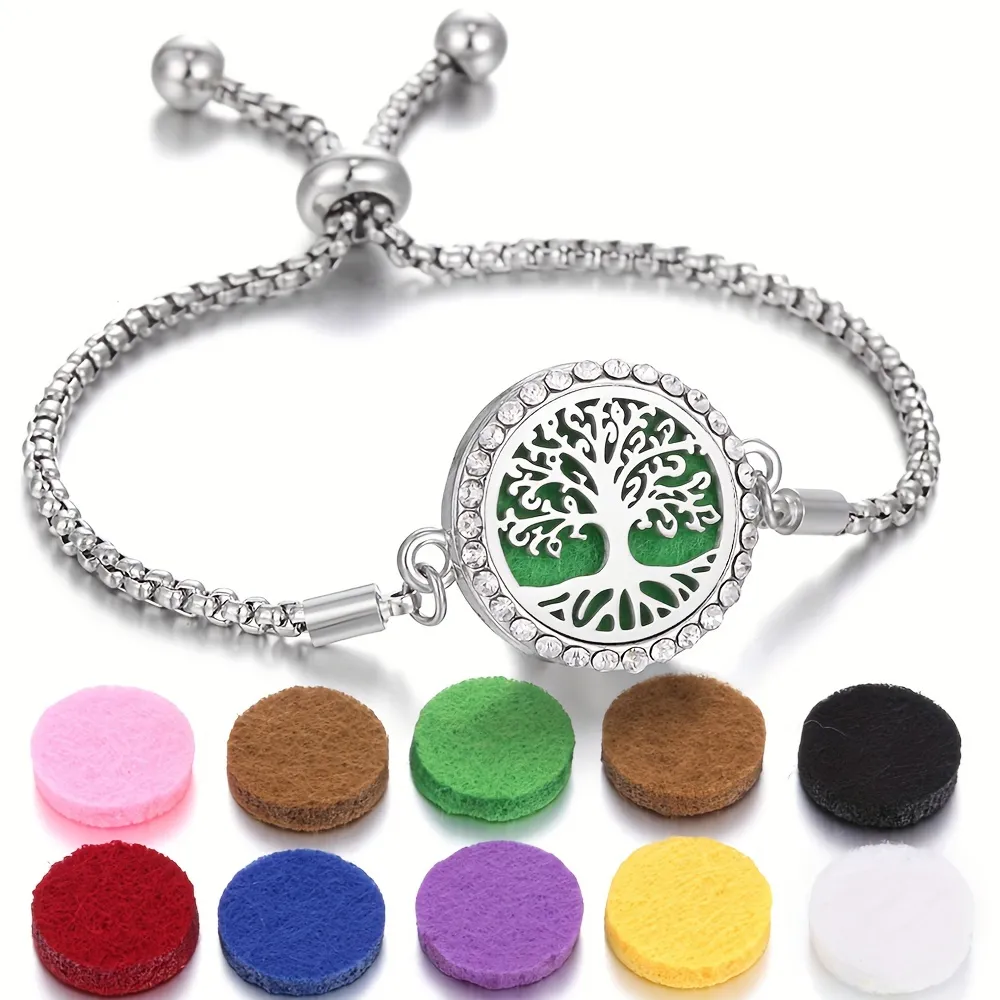 Tree Of Life Aromatherapy Bracelet, Diffuser Jewelry, Adjustable Chain  Crystal Perfume Locket Bracelet For Men - Temu Bulgaria