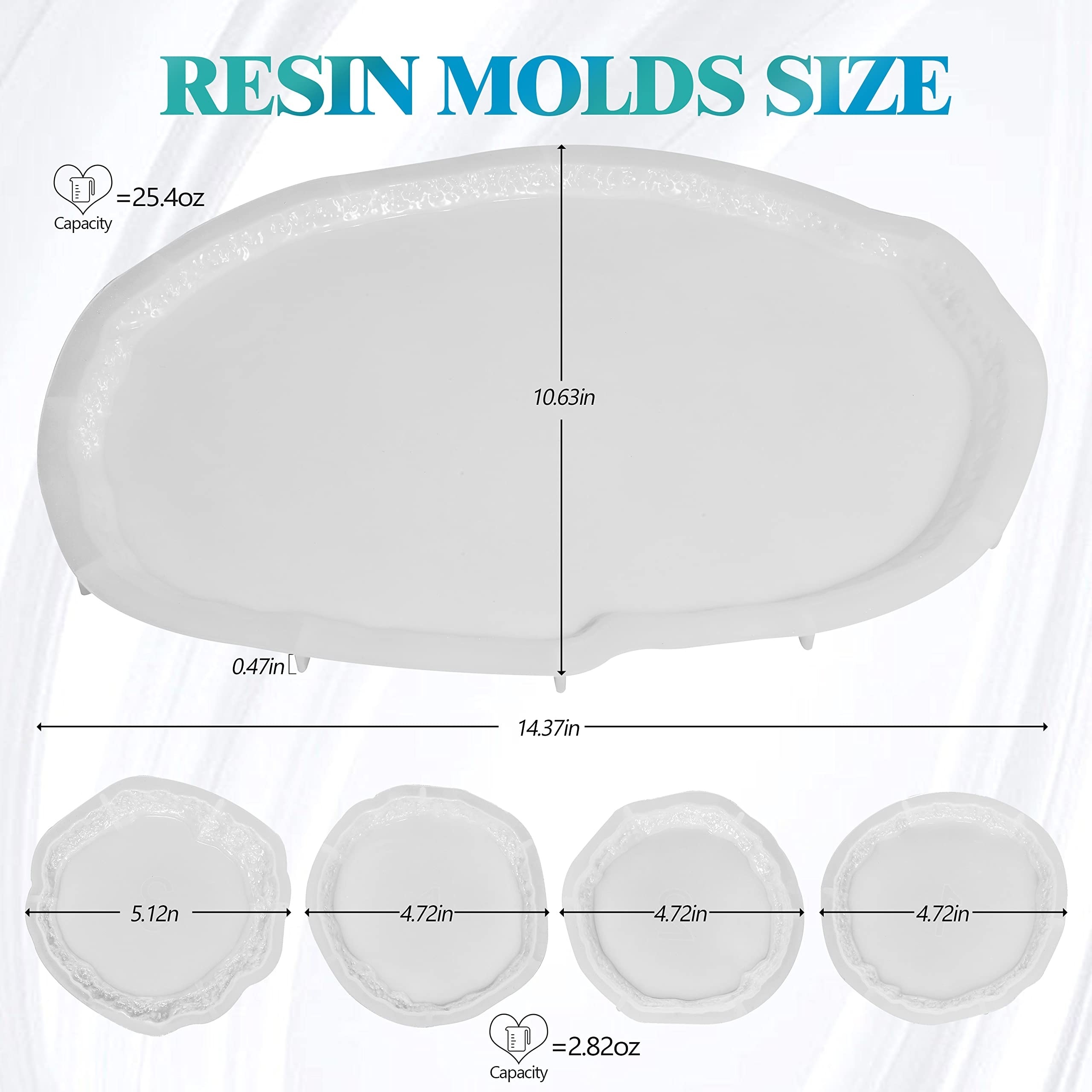 Resin Molds Geode Coasters Set Mold, Irregular Ore Shaped Edge Coaster  Mold, Large Resin Tray Mold And 4pcs Coaster Molds For Epoxy Resin  Casting,Sili