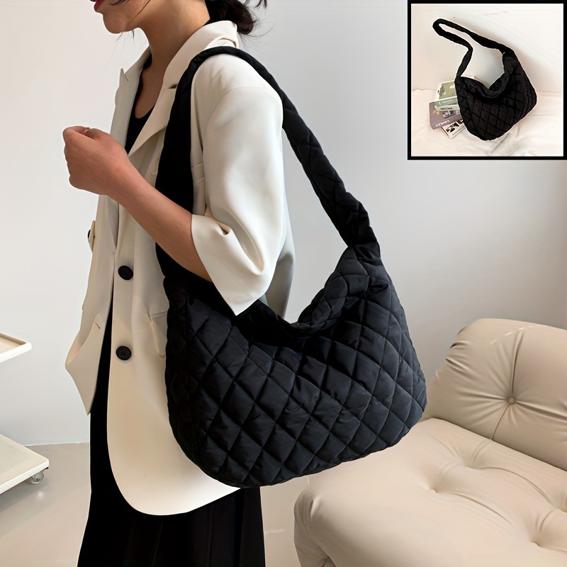 Puffer Quilted Crossbody Bag, Cloud Ruched Shoulder Bag, Trendy