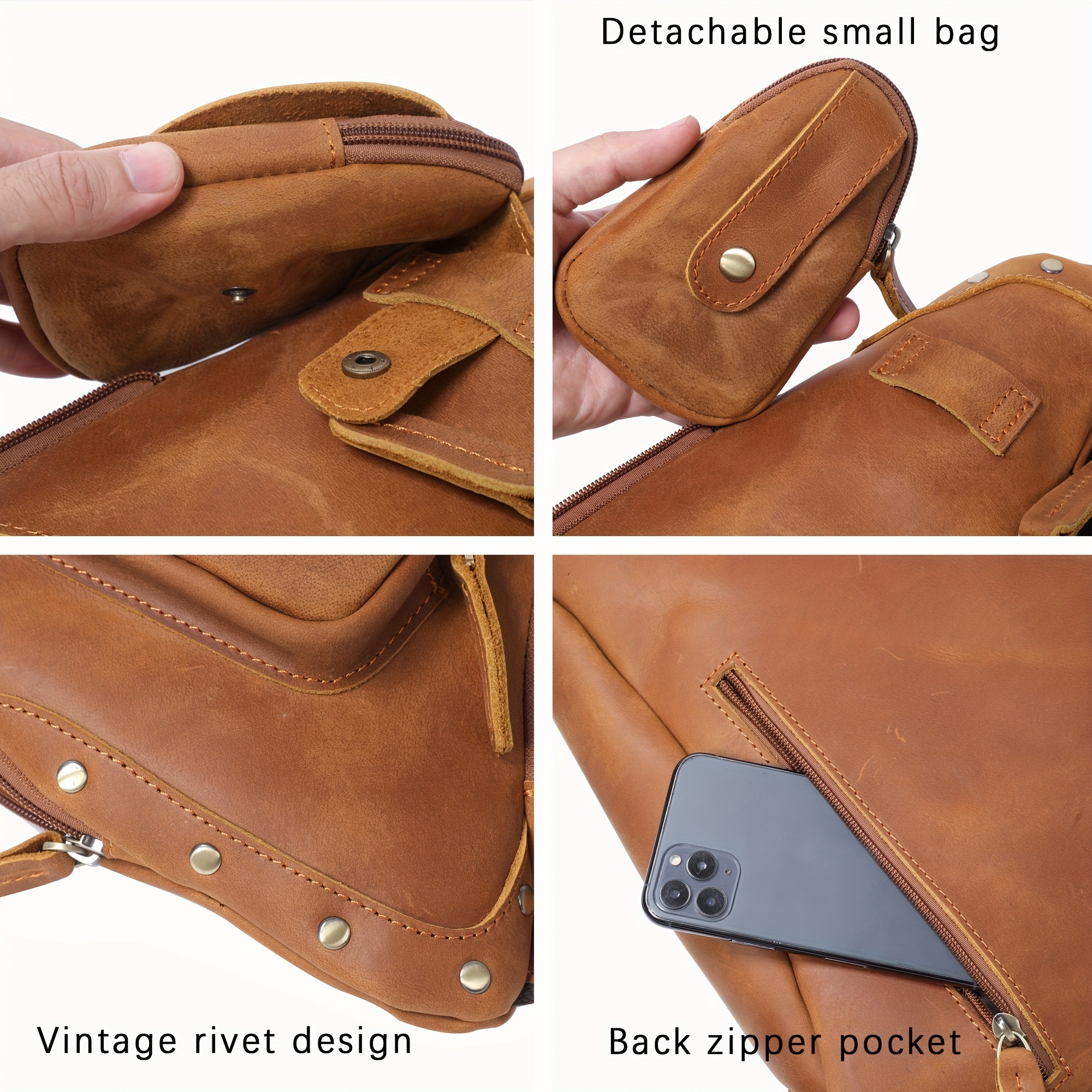 Casual Vintage Leather Mens Small Side Bag Small Messenger bag