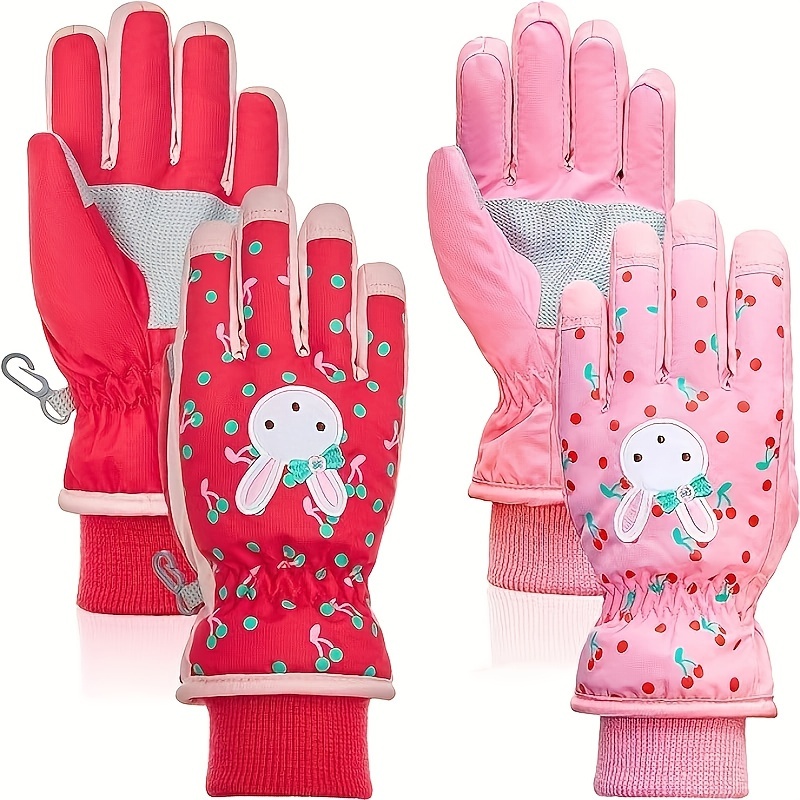 2 pares de guantes de invierno para niños, guantes de esquí impermeables,  guantes térmicos para nieve, guantes gruesos y cálidos para clima frío