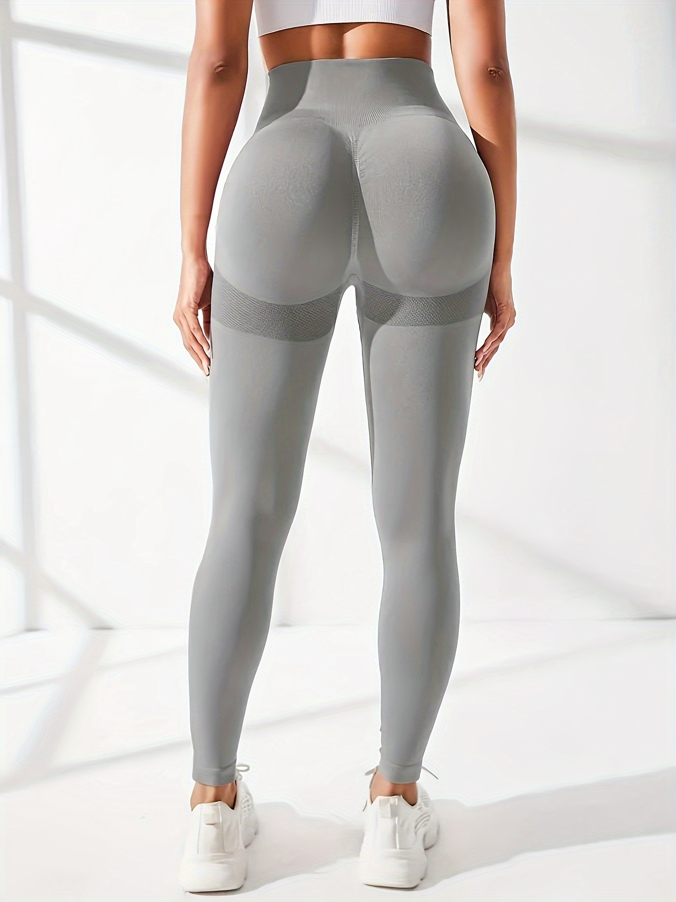 Buy wholesale HALTOO Seamless High Waisted Tummy Control Bum Shaping Grey  Yoga Pants Leggings