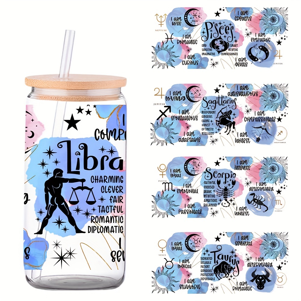 Zodiac Uv Dtf Cup Wraps Decals Transfer Printing Waterproof - Temu