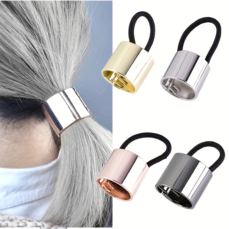 

Women Vintage Metal Ponytail Holder Buckle Elastic Clip Hair Rope Fashion Simple Round Hair Ties Rings Headwear Hair Accessories