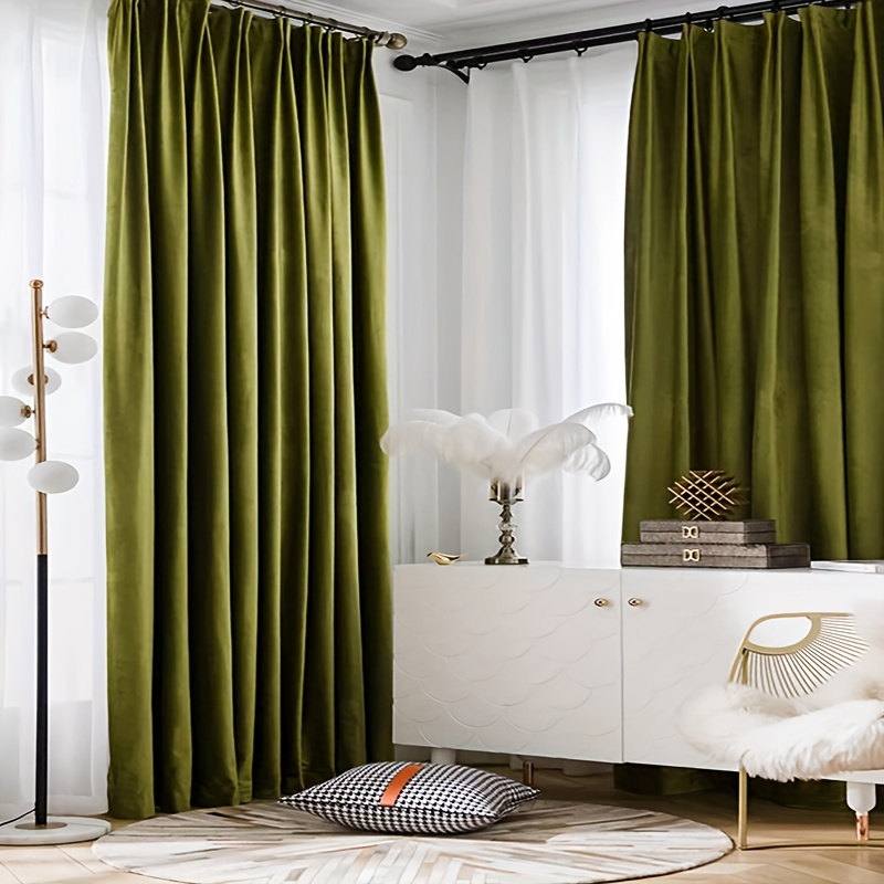 Cortinas de terciopelo mate verde oliva, paneles de cortina personalizados, cortinas  verdes musgo, dormitorio, cortinas verdes ventana vestir cortinas de sala  de estar -  España