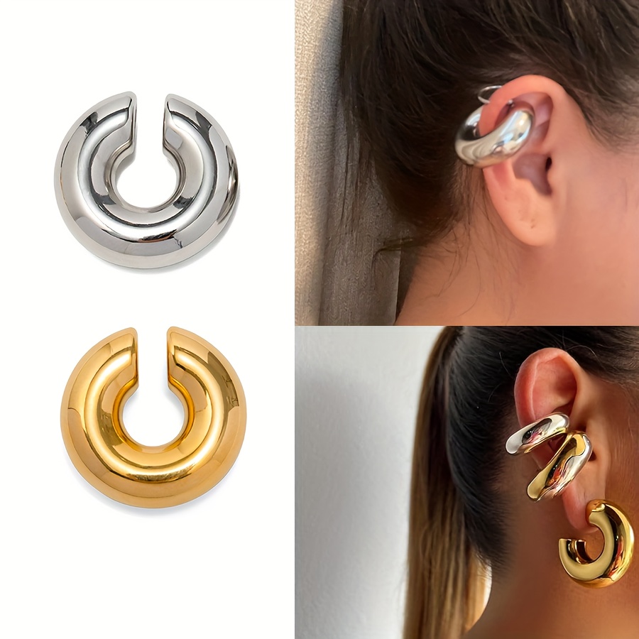 PENDIENTES DE CLIP PARA MUJER DECORADOS CON PERLAS Y DORADOS