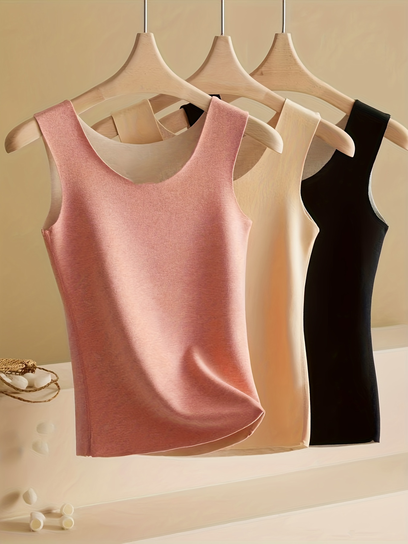 Thermal V neck Sleeveless Top Solid Color Warm Tank Top - Temu