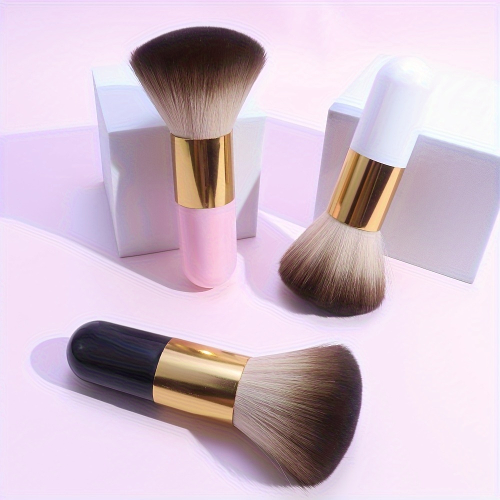 

1pc Large Foundation Brush Makeup Powder Brush, Kabuki Brush, Face Mineral Powder Brush For Blending Makeup, Travel Friendly, Dense Bristles