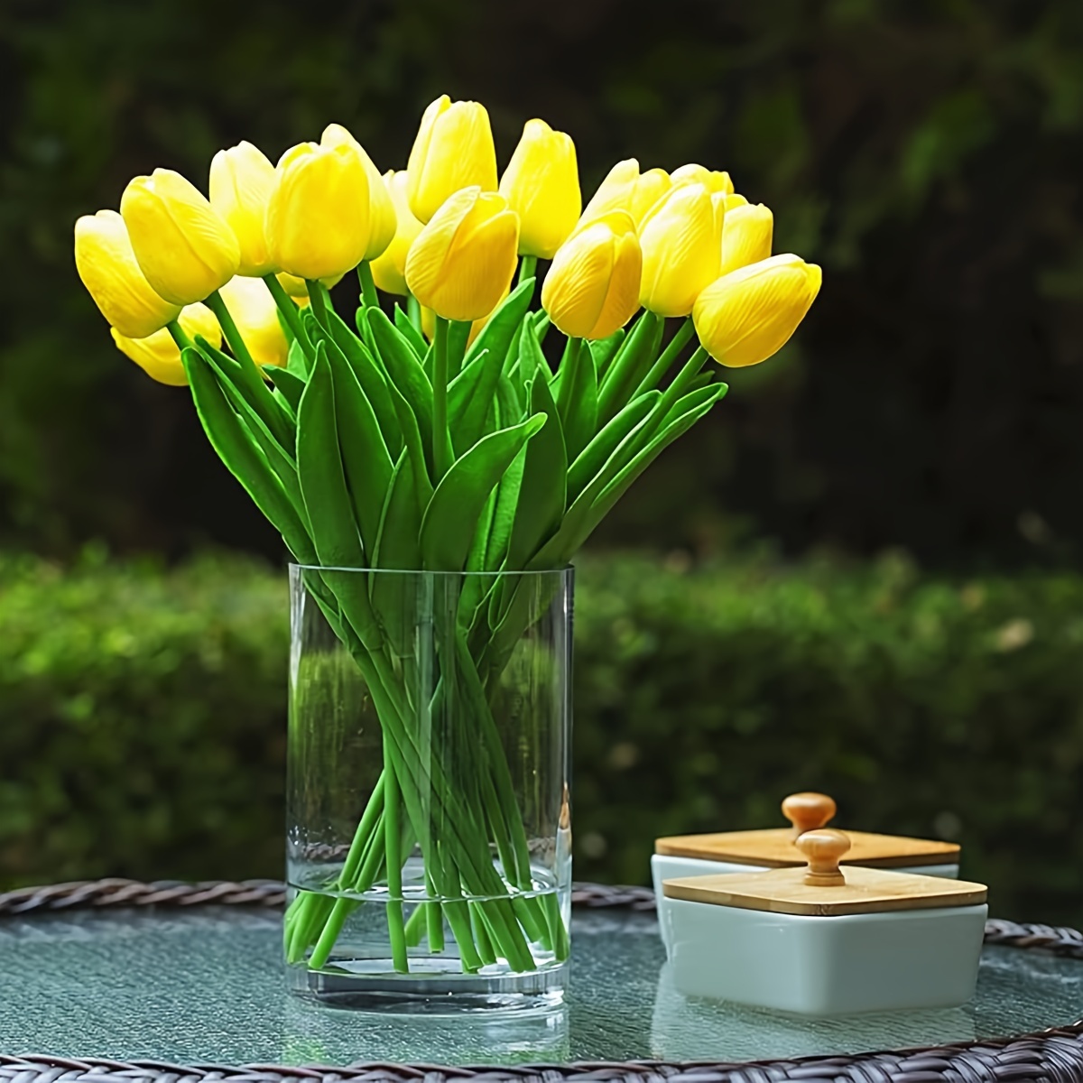 Vaso 3 Tulipani giallo giallo in artificiale stile