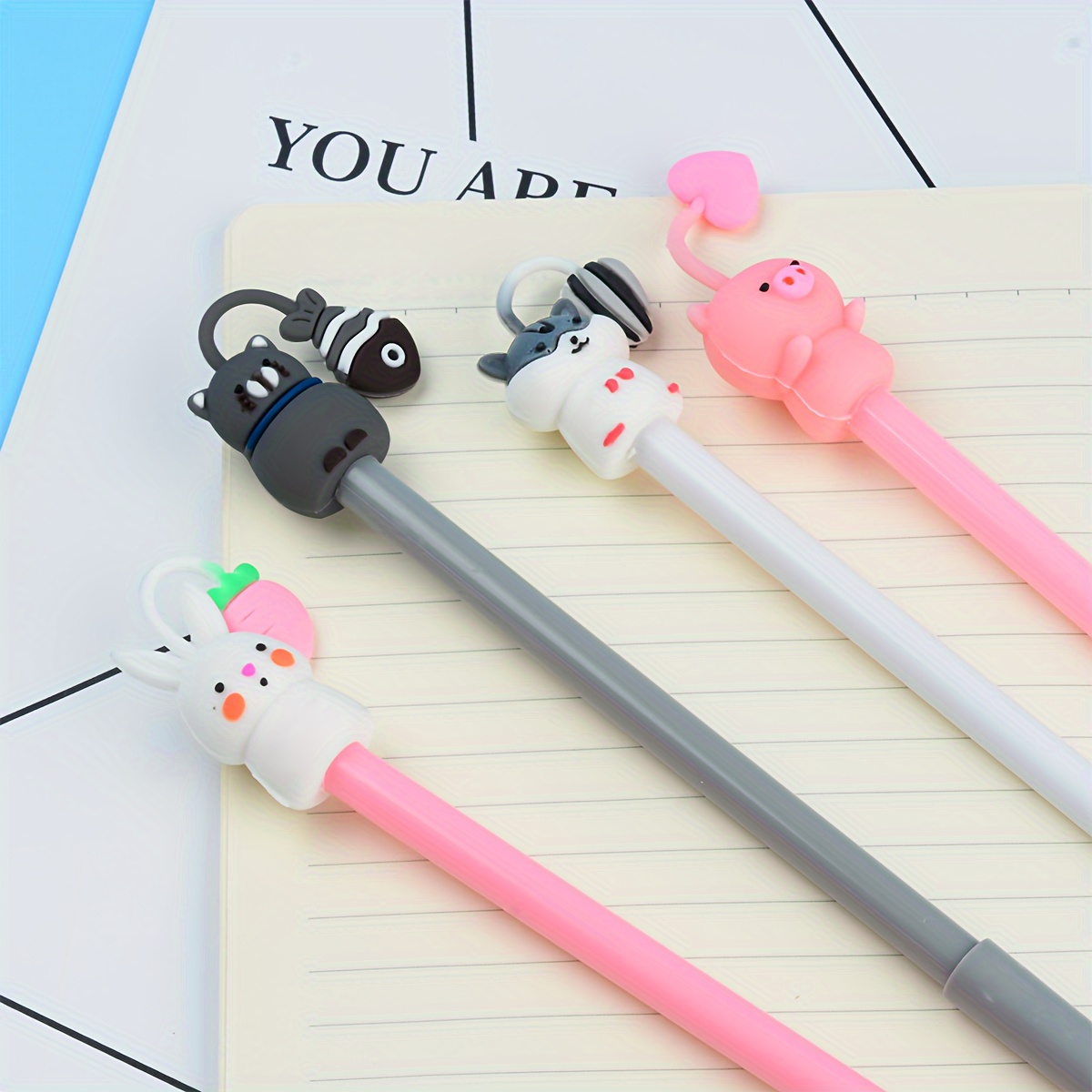 8pcs Cute Kawaii Color Cat Black Gel Ink Roller Ball Point Pen School Kids  Pens