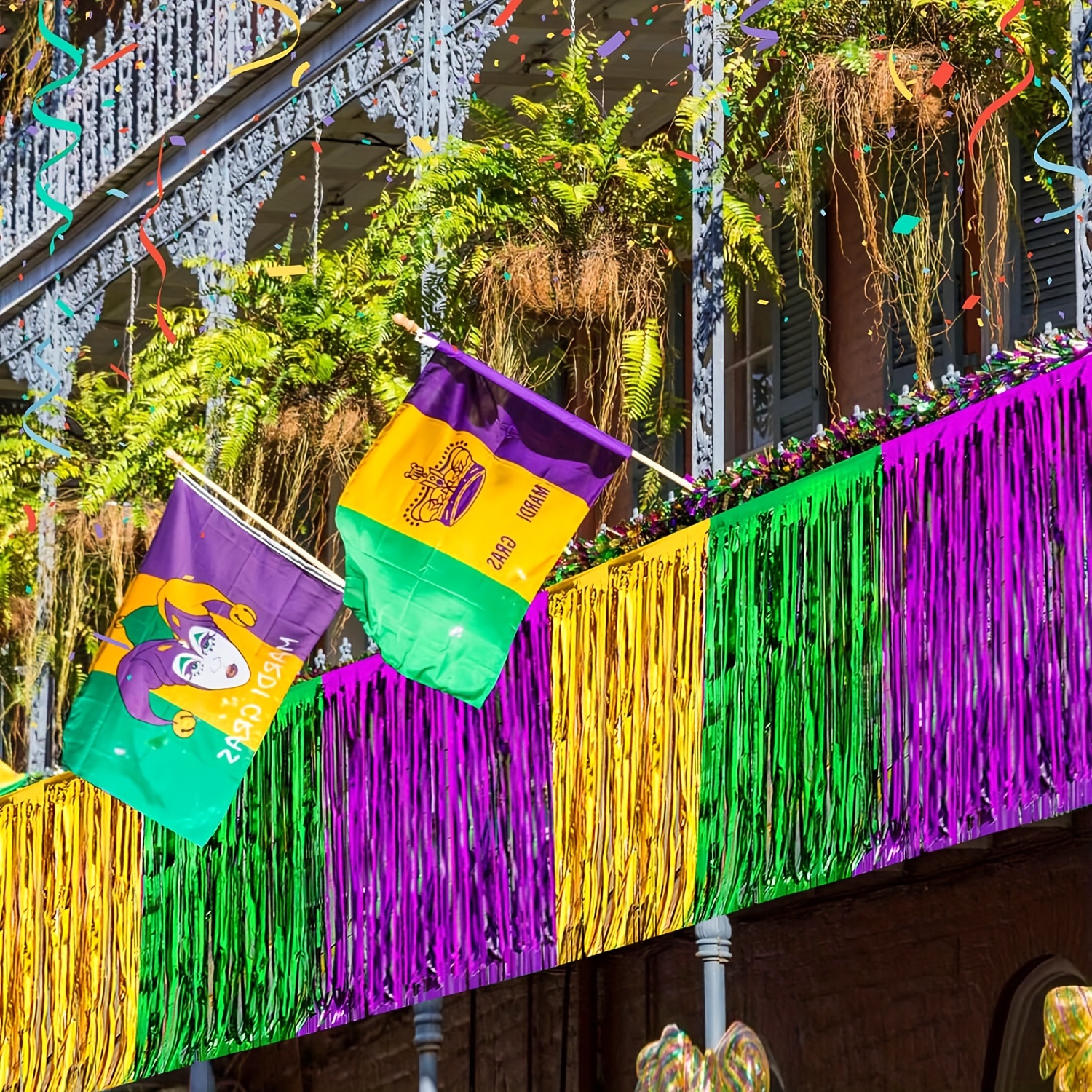 Mardi Gras Foil Fringe Garland Metallic Tinsel Streamers Temu Philippines