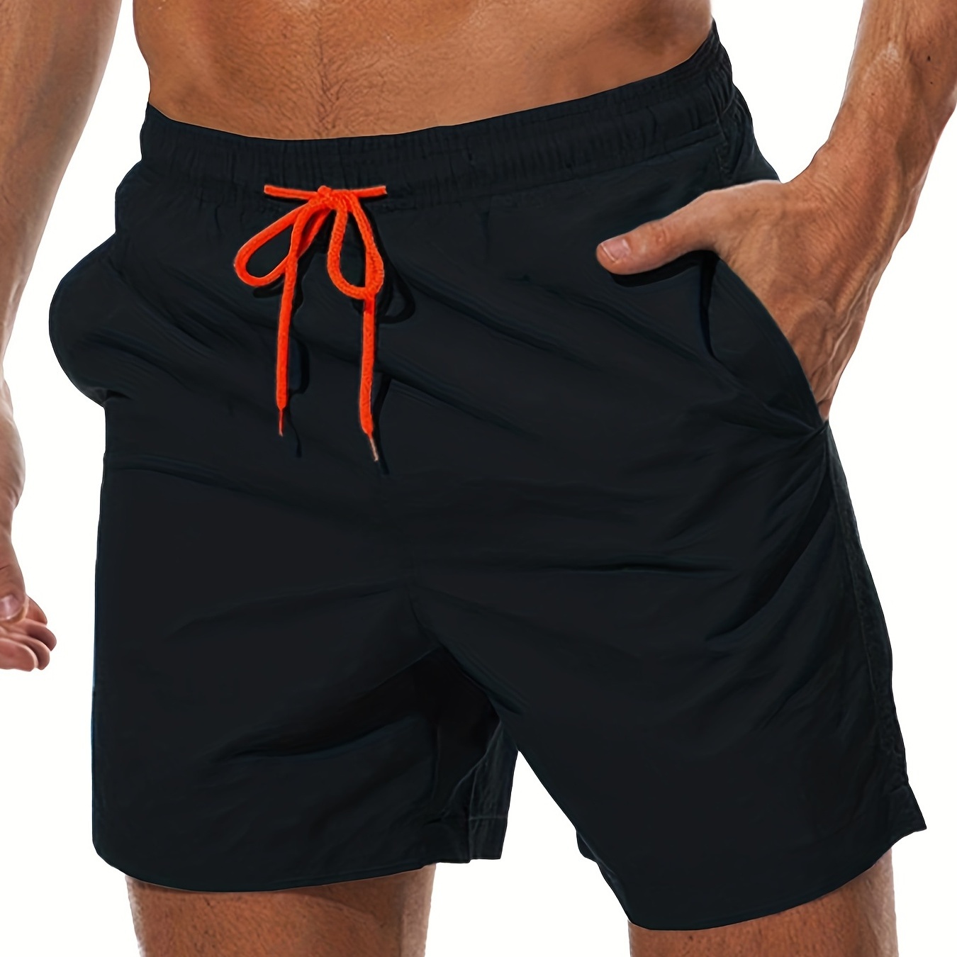

Men's Quick-dry Swimming Trunks, Beach Shorts With Mesh Lining, Drawstring Side Pockets Shorts For Swimming, Mens Clothing