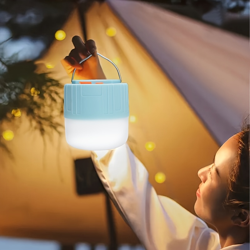 1pc Solar Waterproof Camping Light; Outdoor 60W Tent Lamp USB Rechargeable  LED Night Light With Hook Fror Emergency
