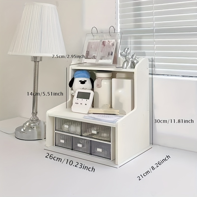 Double Height Desk Shelf for Dormitory Office - Books and Stationery Organizer