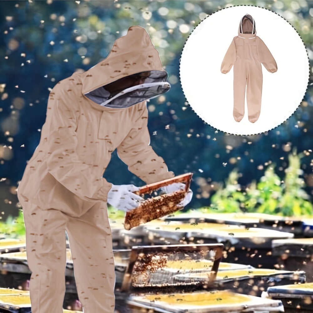  Traje de apicultura de apicultura con guantes de piel de oveja  y capucha de velo de esgrima ventilada, traje de apicultor profesional,  protección total para apicultores profesionales y principiantes, L 