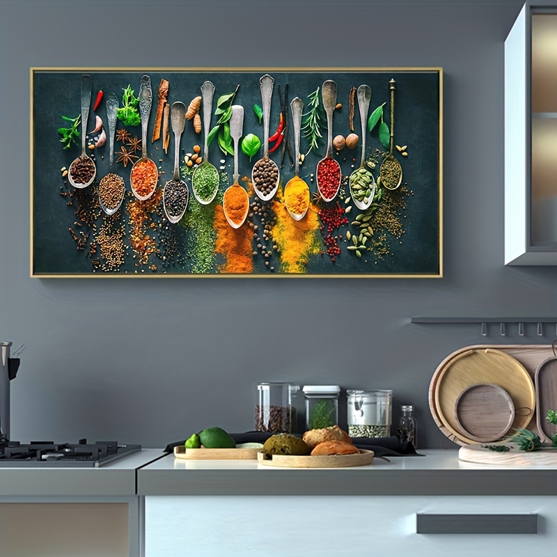 Cuadro decorativo de pared para cocina, lienzo de cocina, utensilios de  cocina de madera, cuchara, fotos de naturaleza muerta, impresiones en  lienzo