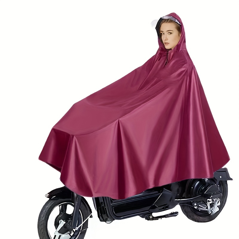 reusable rain pacho water tear resistant hooded raincoat solid color wheelchair rain protection rain jacket