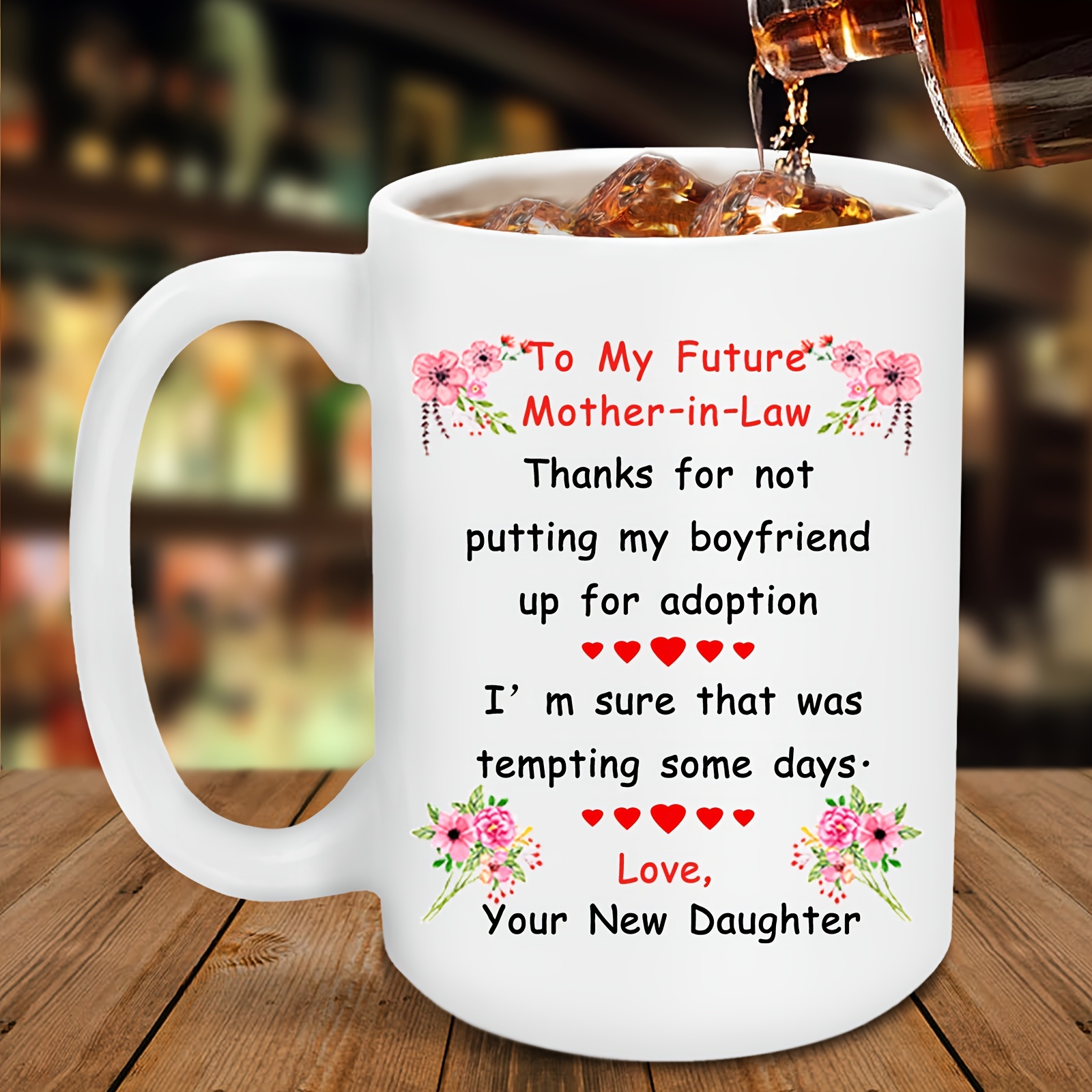 Coffee mug with surprise message: Will you be my girlfriend? –