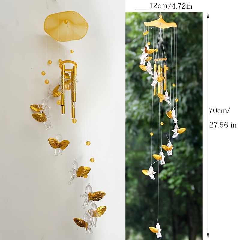 Antique Resonant 4Tubes Love Angel Wind Chime Bells Hanging Living Bed Home  Decor Gift Car Outdoor Yard Garden Deco Wind Chimes