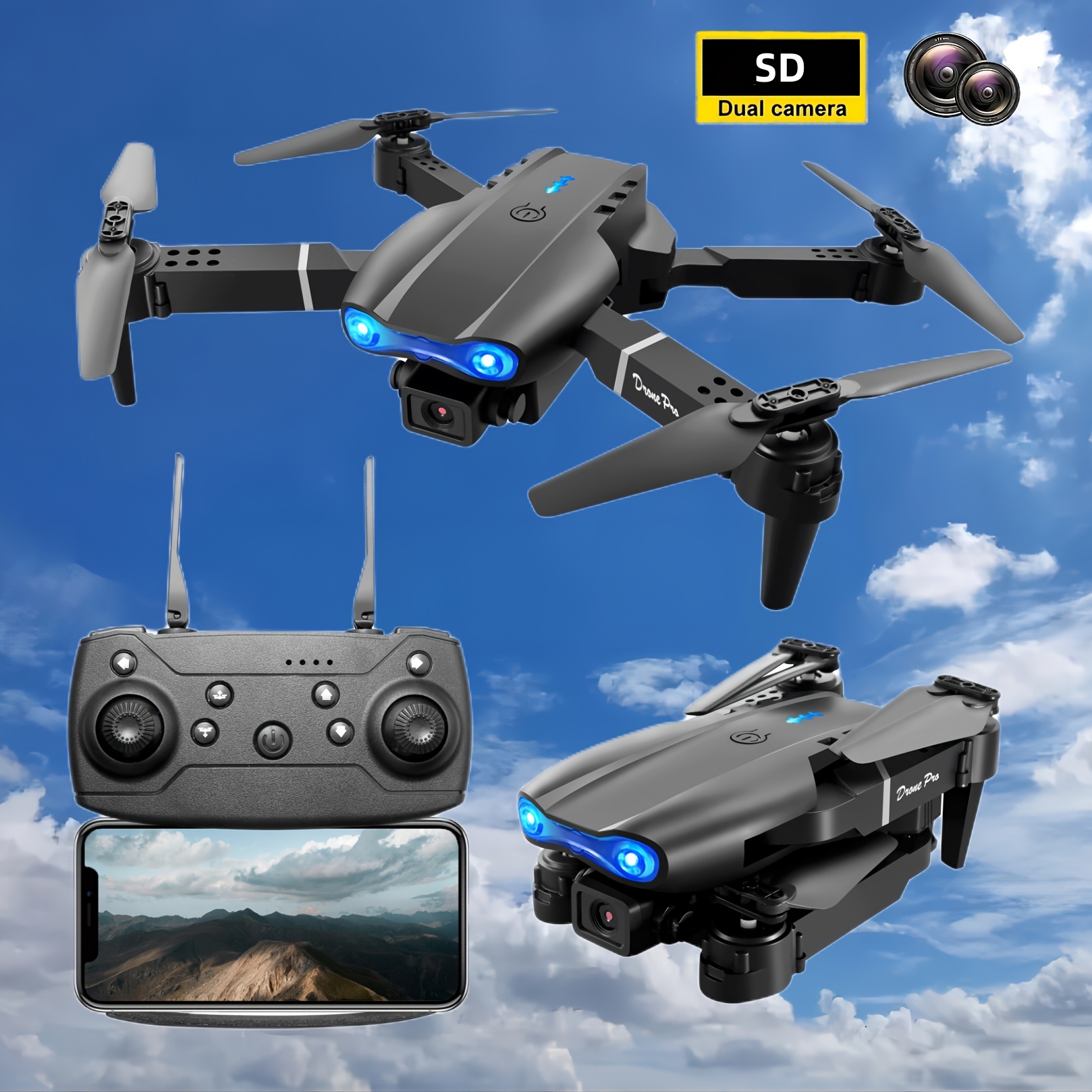 E99 K3 Drone Noir Wifi Avec Double Caméra Hd 4k Flip À 360° Jouets Cadeaux  Pour Enfants Et Adultes Drone Cadeaux Jouets, Économisez Plus Avec Les  Offres De