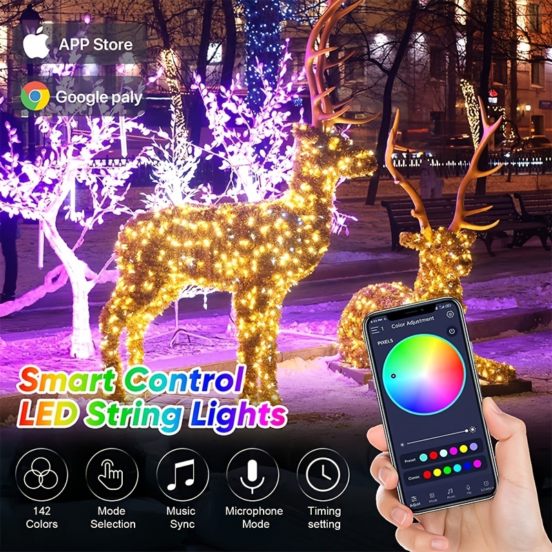 Led Smart Christmas Holiday String Lights, 100 Led Usb Flashing Fairy Lights,  Timer 24 Keys Remote Control, Music Sync Multicolor Flashing, For Home  Wedding, Party Christmas Decoration, Outdoor And Indoor - Temu