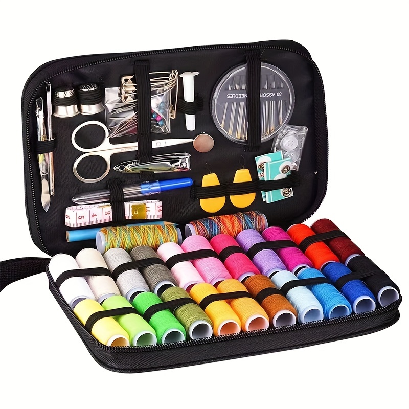 Kit de costura compacto y portátil para principiantes y profesionales,  incluye agujas, tijeras de hilo y otros accesorios esenciales - AliExpress