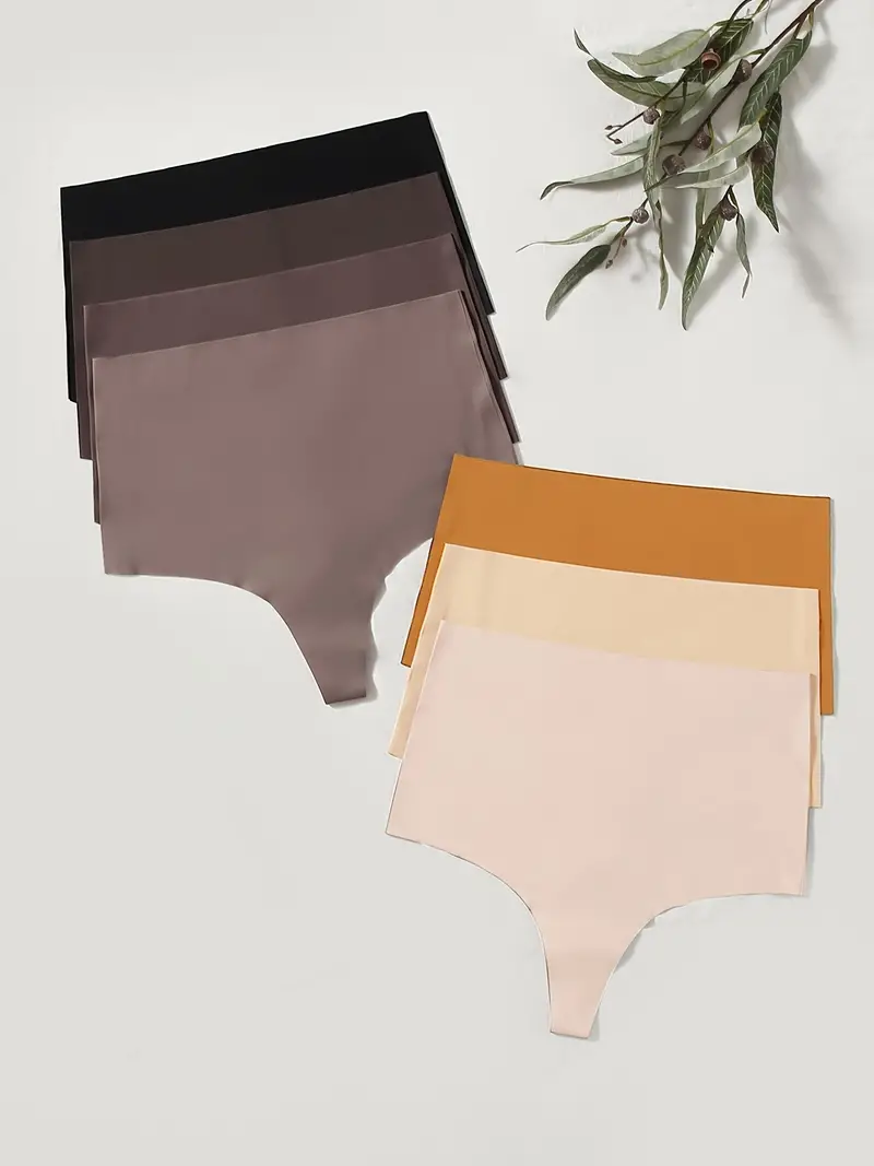 Women's High Waisted Seamless Thongs Panties Underwear - Temu