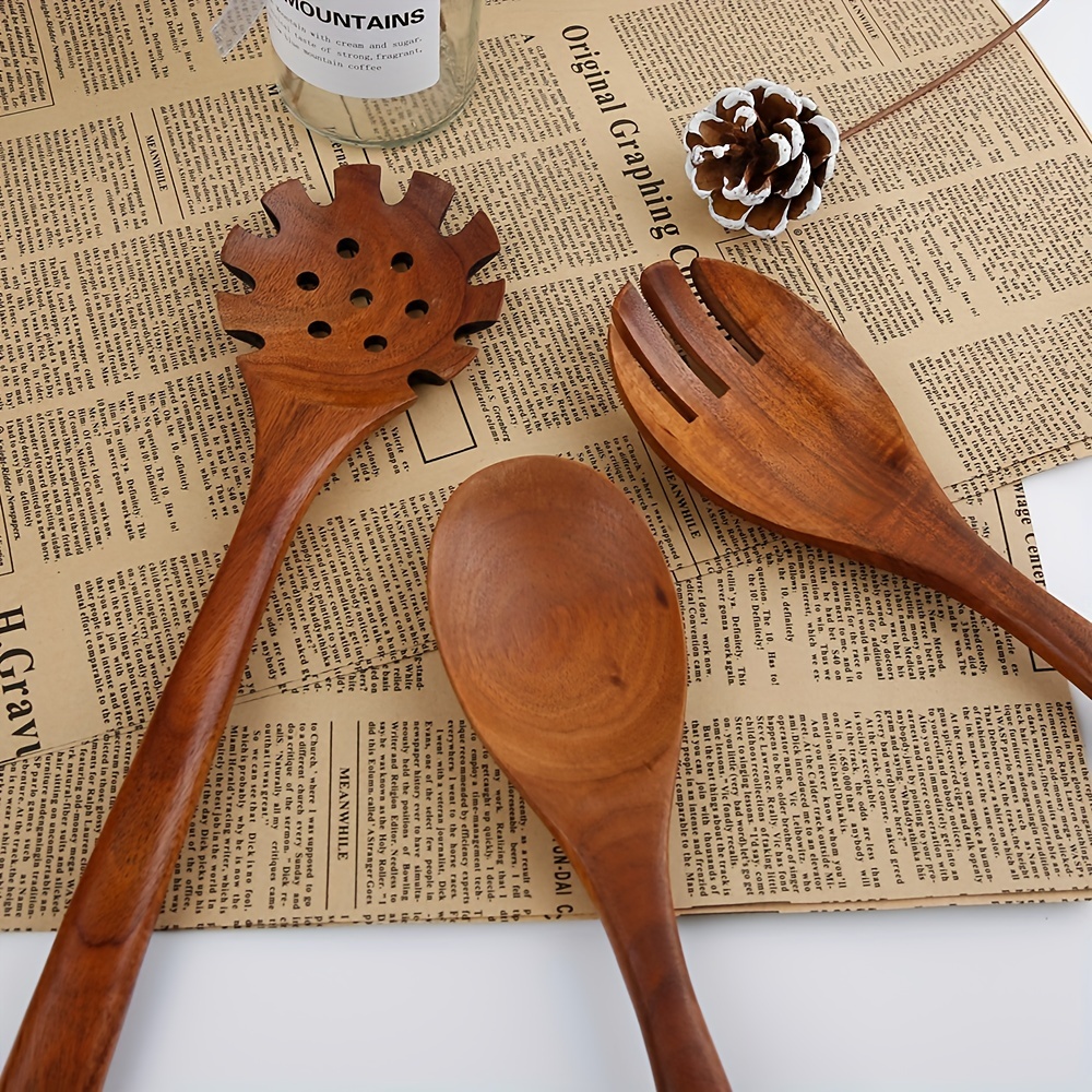 Wooden Small Utensil Set : 1 Spoon, 1 Spork / Wooden Cooking Spoon