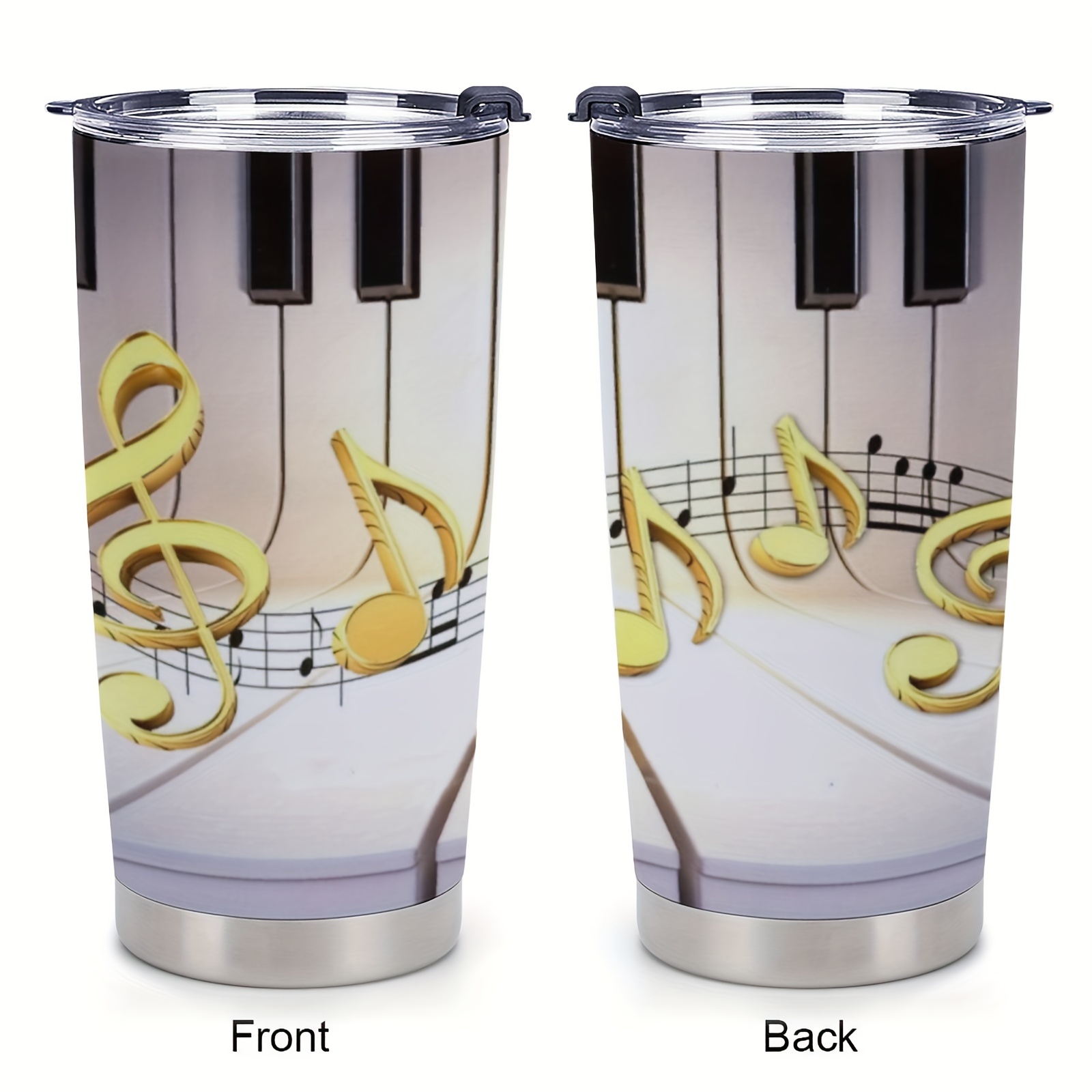 

1pc 20oz Sound Of Piano Gift, Music Brings You Joy Cup, Vacuum Insulated Travel Vacuum Cup With Lid