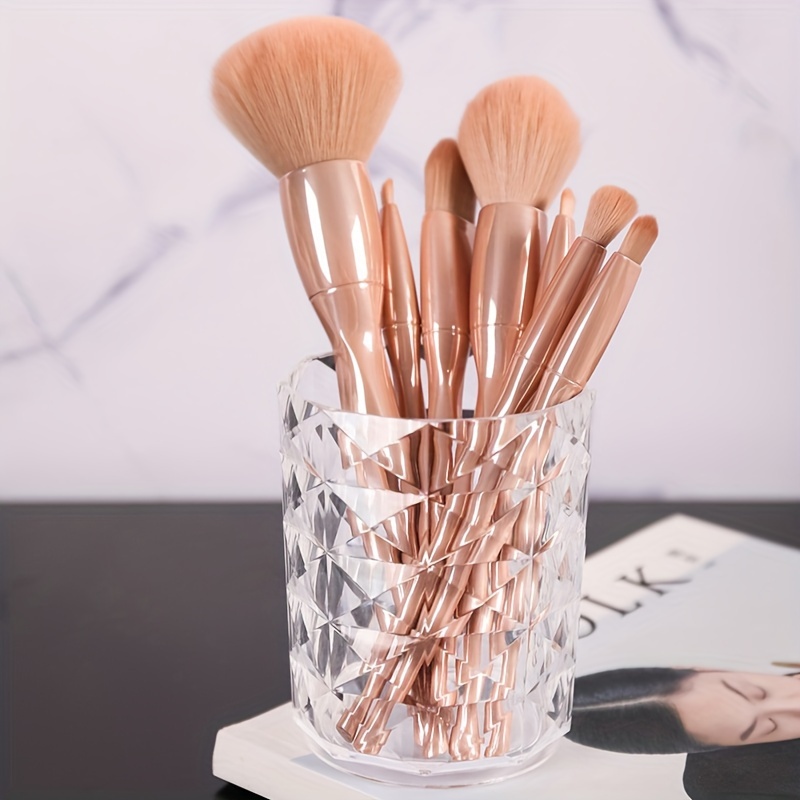 Glitter Makeup Brush Holder Sequin Decor Pencil Cup - Temu