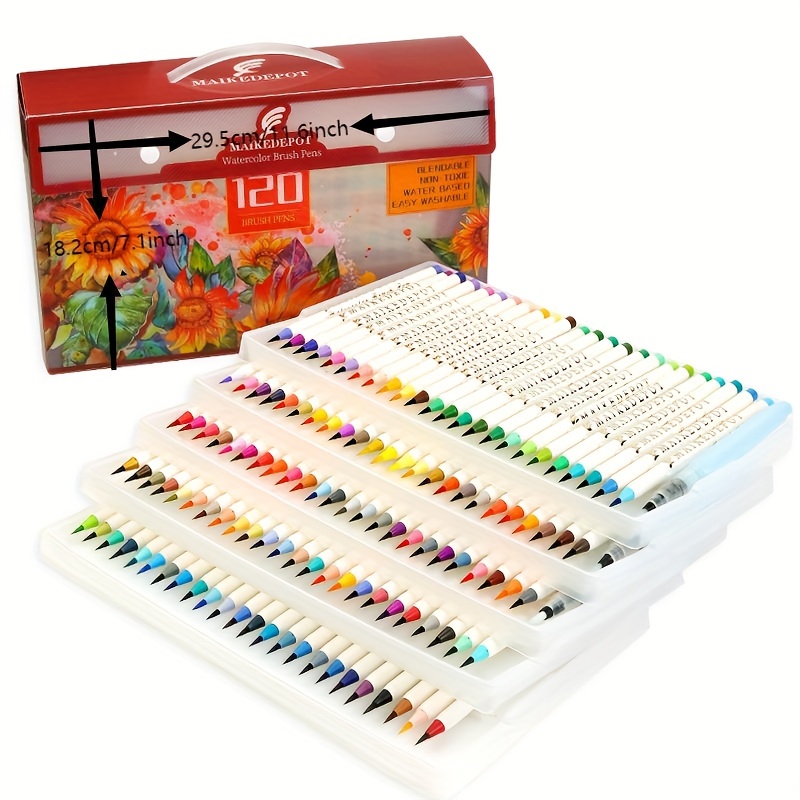 Watercolor Brush Pens Set Real Brush Tips Without Mess - Temu