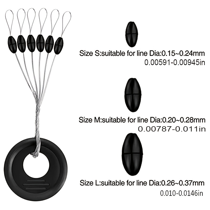 SML 600PCS/100set Big Line Stop Space Beans Fishing Tackle Sea Carp Fly  Fishing Bait Tool Float Catfish Round Float Ball Rubber Space Beans Stopper  Su
