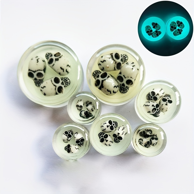 

2pcs Acrylic Ear Plugs & Tunnels Expander Ear Gauges Earring Glow In Dark Skull Ear Piercing Stretcher Body Jewelry For Men